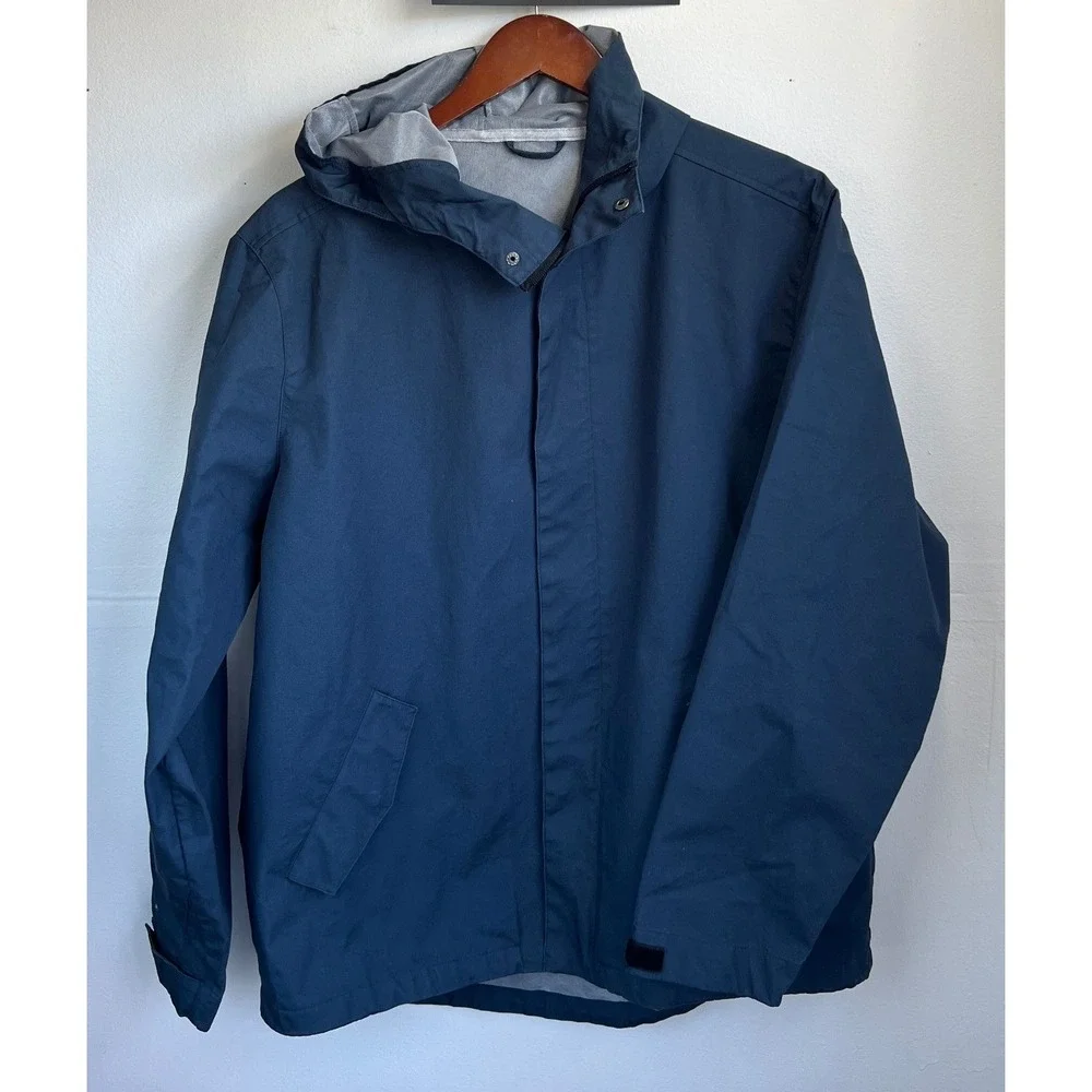 Line of Trade Rain Jacket Navy Blue Mens L Hooded Windbreaker Gorpcore Utility